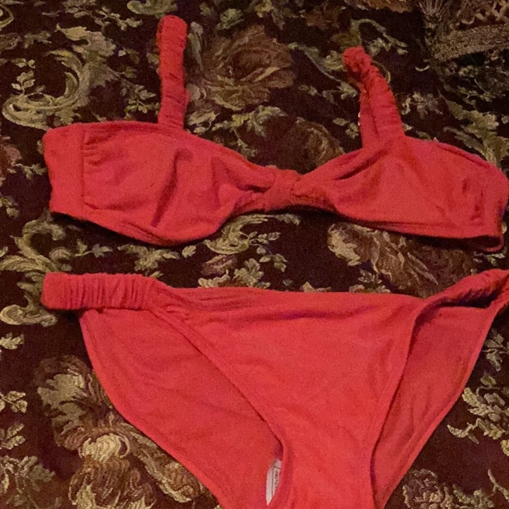 Red swimsuit large top med bottoms